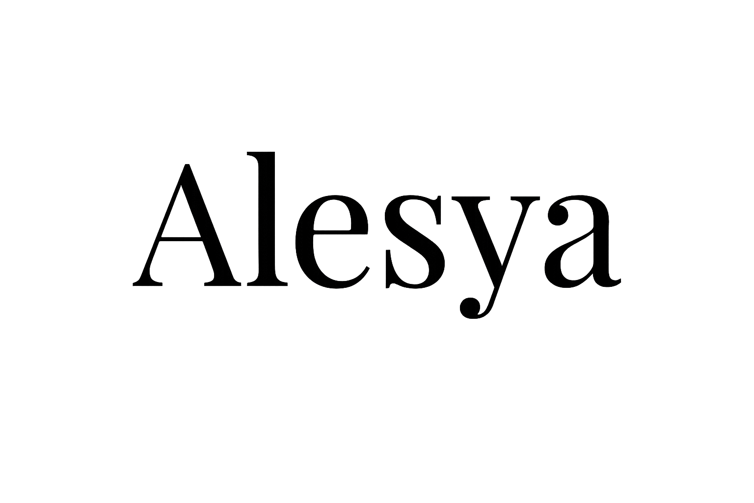 Alesya written in black in invisible background. It is written in Playfair display.