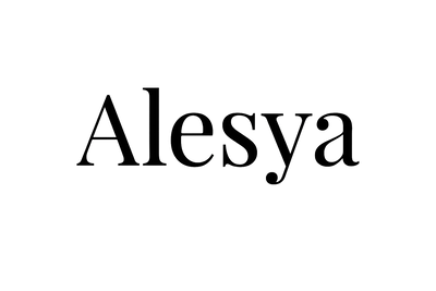 Alesya written in black in invisible background. It is written in Playfair display.